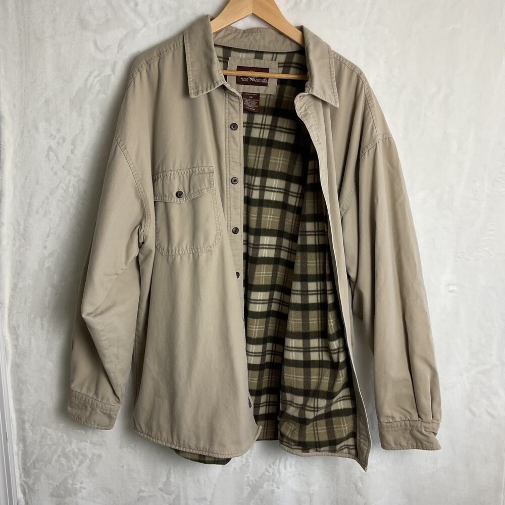 Levi Strauss Flannel Lined Long Sleeve Button up Beige Mens XXL - Picture 3 of 10